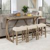 4-Piece Bar Table Set with Power Outlet, Dining Bar Table and Chairs Set,Bar Table Set with 3 Padded Stools for Living Room, Dining Room, Game Room