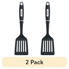 (2 pack) Professional Nylon Slotted Kitchen Spatula/Turner with Black Handle