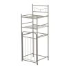 2-Shelf Steel Storage Shelf Unit with Hamper, Silver, Holds up to 20 lb Capacity