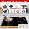 Portable Electric Double Burner 7000W, 110V Countertop Hot Plates with Smooth Heat-Resistant Glass Surface (Easy to Clean), 4 Preset Cooking Modes