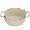 Cast iron 6QT cooking pot - ceramic white - comes with two silicone gloves - Enamel pot
