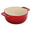 Cast iron 6QT cooking pot - Gradient red - Includes two silicone gloves - Enamel pot