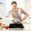 Portable Electric Single Burner Cooktop 3500W 110V, Heat-Resistant Glass Surface (Easy to Clean) with Side Handles