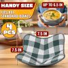4 Pcs Microwave Bowl Cozy Holders Gray & White Checkered Heat Resistant Microwave Bowl Holders for Hot Food Protect Hands from Hot Dishes Soft Fabric