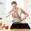 Portable Electric Double Burner 7000W, 110V Countertop Hot Plates with Smooth Heat-Resistant Glass Surface (Easy to Clean), 4 Preset Cooking Modes