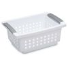(2 pack) Small Stacking Basket, Open Plastic Bin, Space Saving Organizers, White