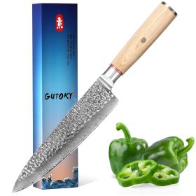 Damascus Chef Knife, 8 Inch Japanese Kitchen Knife With 67 Layers 10CR15MOV High Carbon Steel, Razor Sharp Cooking Knife With Pakkawood Handle (Option: Chef knife)