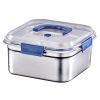 Yakimoto 2/4/6/8/10 PCS Extra-Large Stainless Steel Food Storage Containers With Blue Lids - Deep Design, Airtight Seal