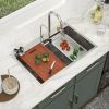 33in. *22in.*10in. Drop In 304 Stainless Steel Workstation Kitchen Sink With Dual Built-in Ledge
